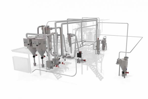 3D image of a Dinnissen pneumatic conveying solution