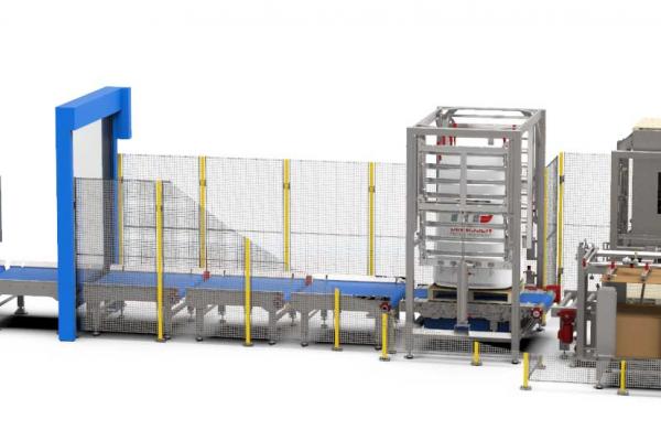 High-care big-bag filling and low-care palletizing combined